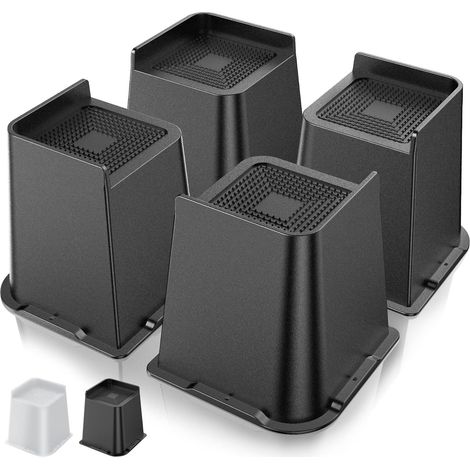 Rehausseurs de lit surdimensionnés, élévateurs de 15.2 cm, très résistants, jusqu'à 2 500 kg, blocs de levage de table de lit, rehausseurs de meubles pour dortoirs, tables, bureaux (noir) (1/5)
