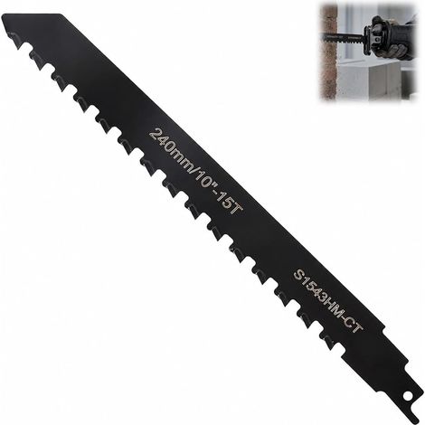 Lame de Scie Sabre Brique 240 mm, Lame pour Parpaing Béton pour Brique Parpaing Béton Cellulaire Fibrociment, Coupe Rapide Matériaux de Construction, Compatible Scies Sabres Universelles (1/5)