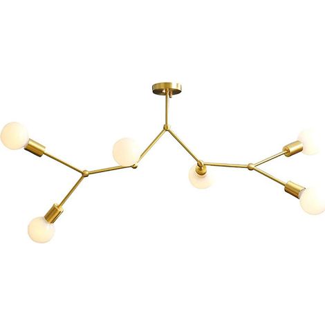 Suspension design 6 lampes - Lustre moderne E27 pour décoration intérieure - Sans ampoule-1 pièce (1/5)