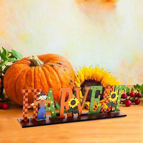 Decoración de mesa otoñal de madera con motivos de Acción de Gracias (conjunto de 1 figura - dimensiones 25 x 4 cm) (1/5)