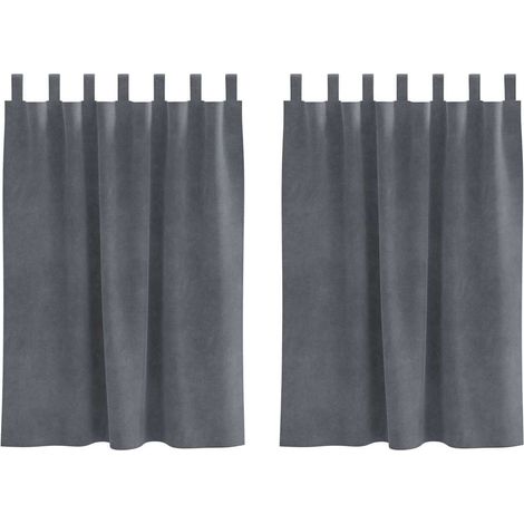 Rideaux avec des rideaux 2 pcs Gris clair 140 x 140 cm Velours CFW76788 (1/5)