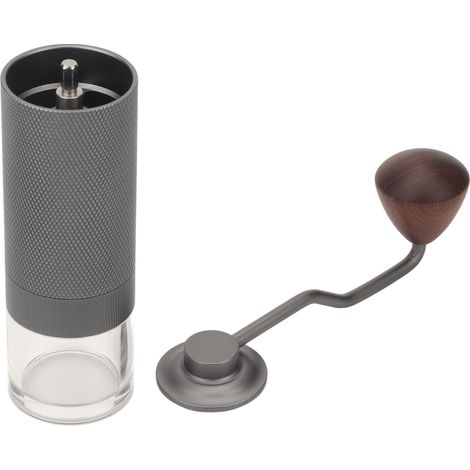 Tragbares, manuelles Kaffeemühlen-Geschenkset, Kaffeemühle aus Edelstahl, graue Kaffeemühle mit transparentem Wasserbehälter (1/5)