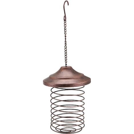 Mangeoire à oiseaux en fer, suspendue pour l'extérieur, portable, pour oiseaux sauvages, avec support pour boules de graisse, accessoire pour oiseaux de compagnie dans les parcs et jardins. (1/5)