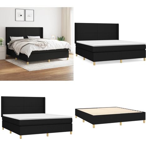 Boxspringbett mit Matratze Schwarz 180x200 cm Stoff - Boxspringbett - Doppelbett - Schlafsystem - Bettrahmen - Matratze - Home & Living