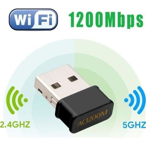 Adattatore Wi-Fi mini USB, 1200 Mbps, dongle Wi-Fi dual-band AC, adattatore Wi-Fi compatibile con Windows 7/8/8.1/10
