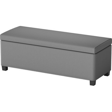 Banc de rangement, banc rembourré avec espace de rangement, convient pour le salon, la chambre ou l'entrée, Tissu velours côtelé, Gris (1/5)