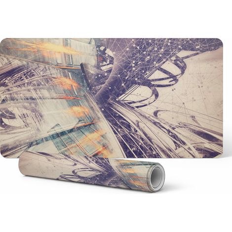 Alfombrilla de escritorio antideslizante con estampado abstracto de l铆neas y red, 120 x 60 cm.