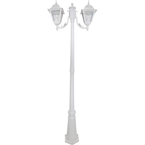 Lampione new york bianco cm.200 alluminio 2 bracci 60w - I Giardini Del Re