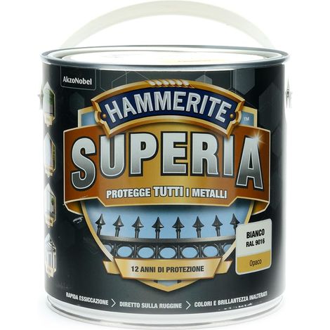 Hammerite Superia smalto metallo antiruggine interno e esterno, Opaco Bianco, 2.5 L (1/2)