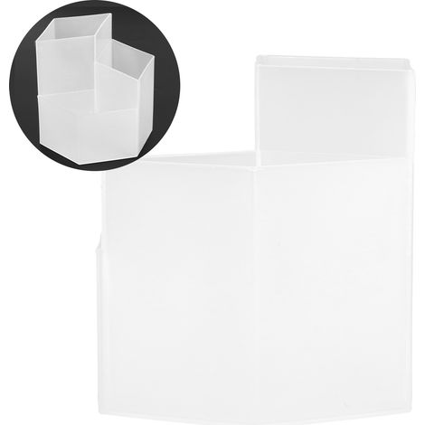 Porte-pinceaux de maquillage en plastique transparent, base hexagonale, grande capacité, pour stylos et crayons, idéal pour l'école et le bureau. (1/5)