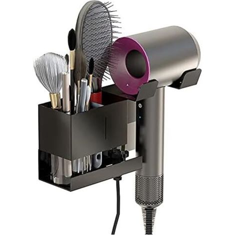 12,7 x 10 x 6,3 cm Metall-Haartrocknerhalter, Wandhalterung für Dyson Supersonic Haartrockner, universell, schwarz (1/5)