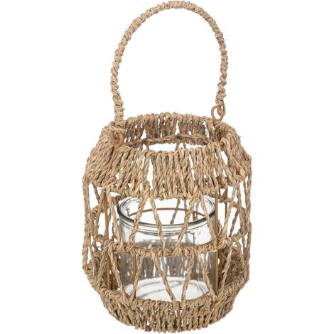 Farol - metal y ratán - H18 cm - Atmosphera créateur d'intérieur