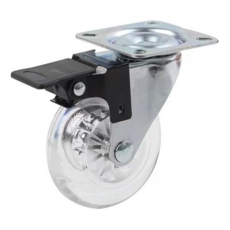 Lot de 4 roulettes transparentes avec platine à visser, diamètre 50 mm, acier et plastique (1/4)