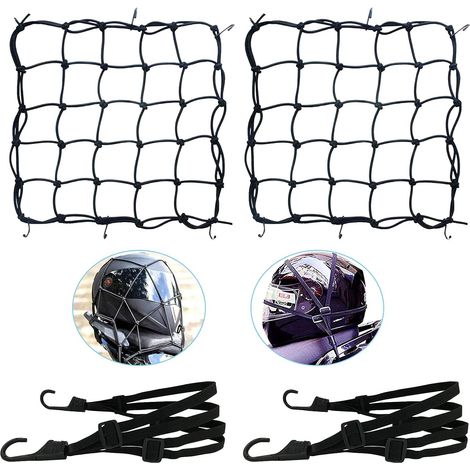 Filet de Bagage de Moto, Filet de Bagage élastique, Filet de Bagage de Vélo, Sangle de Bagage de Vélo avec Crochet, Cordon de Tension avec Crochet Réglable, Sangle de Support de Vélo (1/5)