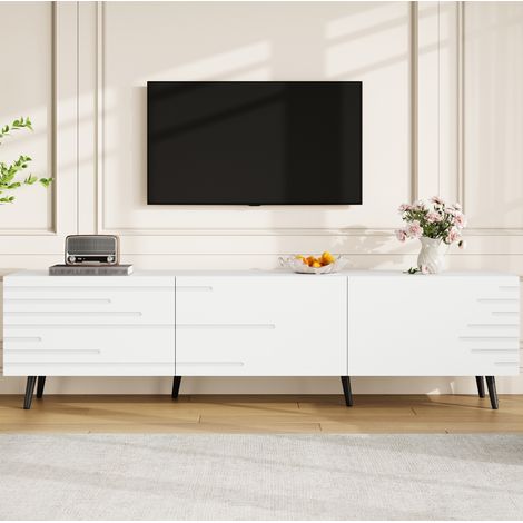 Mueble TV 180 x 40 x 48 cm con 3 puertas abatibles, gran almacenaje, blanco HAVRYA (1/5)