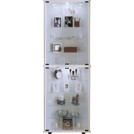 Escaparate de vitrina de esquina de cristal de madera Jecka 176x67x23 - VCM
