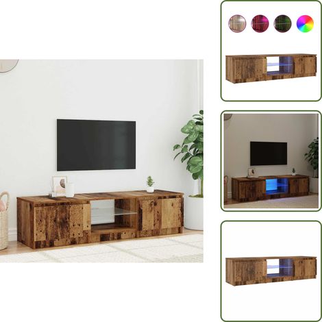 Mobile in legno - vidaXL Mobile Porta TV con LED Legno Antico 140x40x36 cm Multistrato - Mobile con luci RGB