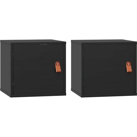 Lot de 2 Armoires murales Design moderne, Armoire Etagère de rangement, Noir 31,5x30x30 cm Bois de pin massif OIB8488E (1/5)