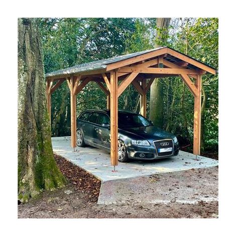 Abri Deux Pentes, 500cmx400cm, Bois DOUGLAS Français, Carport, Auvent, Abri voiture