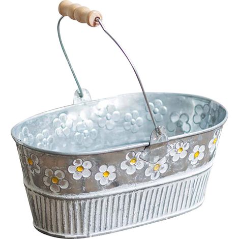 Bucket Fleurs - En Fer Forgé Vintage - Pour Fleurs Séchées Fraîches ou Plantes en Pot - Intérieur Balcon Jardin - 1 Pièce (1/4)