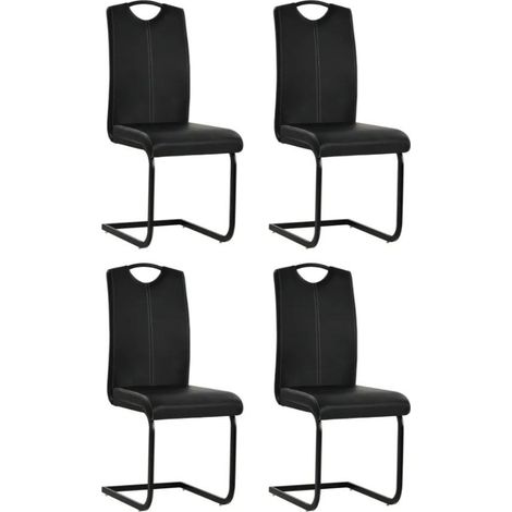 Chaise similicuir noir et pieds métal chromé Mikarelane - Lot de 4 (1/5)