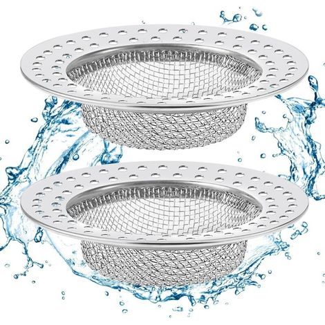 Filtre Evier, 2PCS Grille Evier Cuisine, Bouchon Evier Cuisine en Acier Inoxydable, Diamètre extérieur 7,8 cm, Anti-Obstruction, (1/4)
