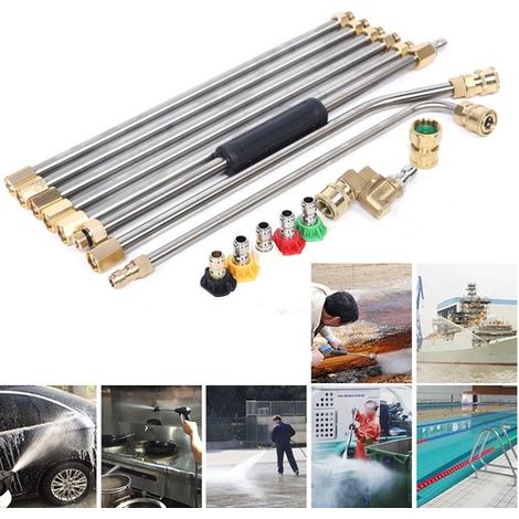 High Pressure Washer Extension Wands Roof Cleaner Cleaning Tool Lance Nozzle Kit (1/5)