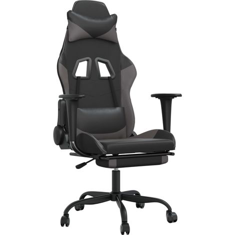 Maison Exclusive - Sedia da Gaming con Poggiapiedi Nero e Grigio in Similpelle