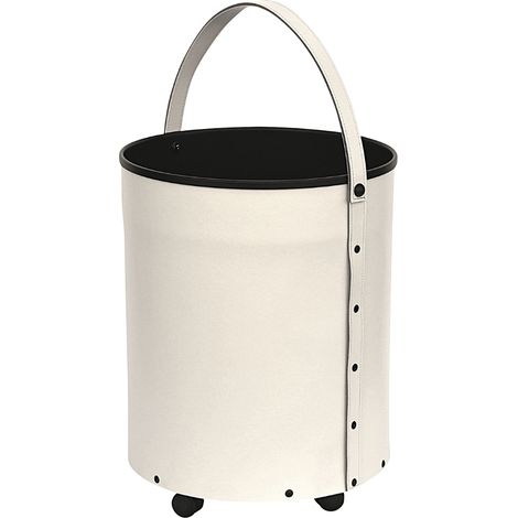 Panier en cuir à roulettes avec anse pour bûches Gorlin Beige Edilinox
