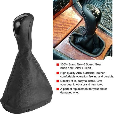 [NEVER USED] Gear knob, 6-speed gear knob + gaiter boot for Benz C Class W203 S203. Plastic gear knob head. (1/4)