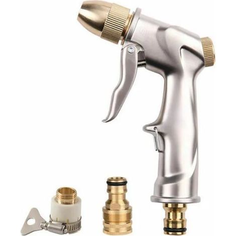 1 arrosage jardin, buse laiton, 4 modes eau, corps alliage zinc, étanche, adapté nettoyage voiture/patio/plantes/chien (1/5)
