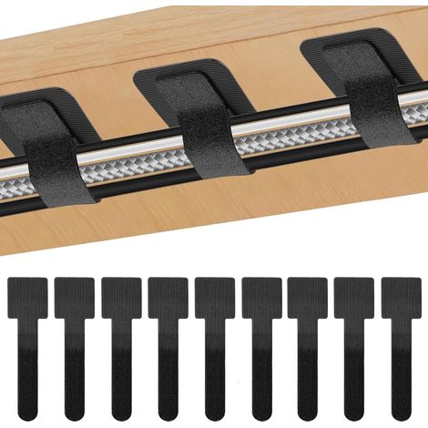 Lot de 100 Sangles Autocollantes pour rangement des câbles sous le bureau,Bandes Réutilisables Cable Management, Adhésif Fort, TV et PC Accessoire Bureau pour Range Câble, Blanc (1/5)