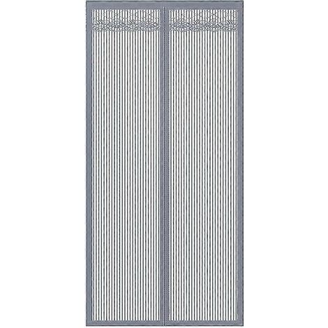 Moustiquaire aimantée grise 90x220cm, rideau en fibre de verre pour porte, filet anti-insectes sans perçage, maillage ultra-fin (1/5)