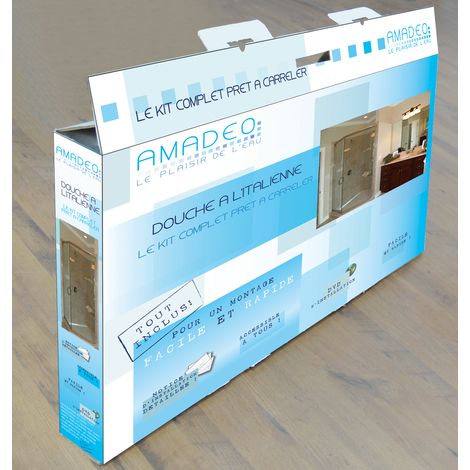Kit piatto doccia completo per piastrellatura con canale + sifone 360° - 185 x 90 cm (1/4)