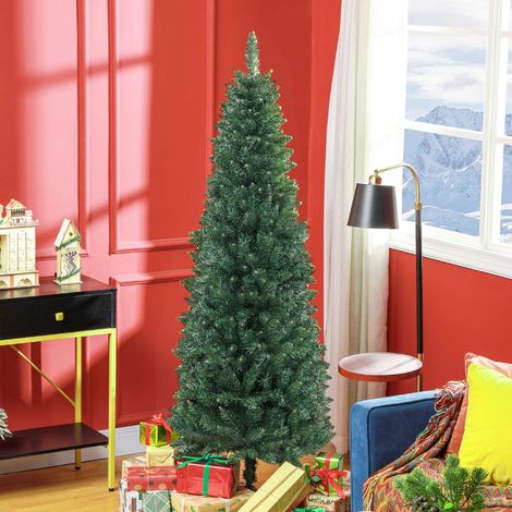 Sapin de Noël Artificiel 180 cm Arbre de Noël Slim avec support en acier pliable, 479 branches épines Vert (1/5)
