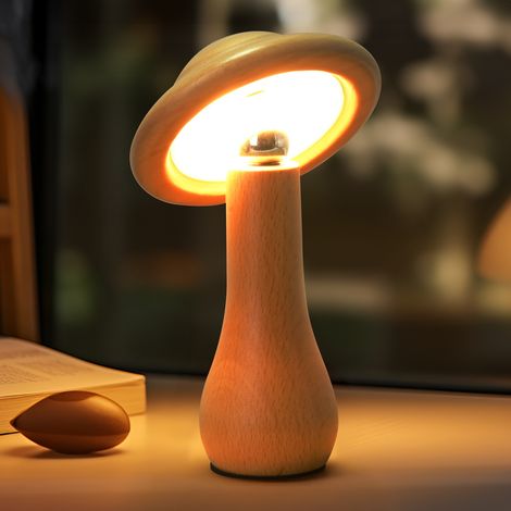 Lampada a fungo, piccola lampada portatile senza fili con interruttore touch, dimmerazione continua, luce notturna con rotazione a 360 gradi