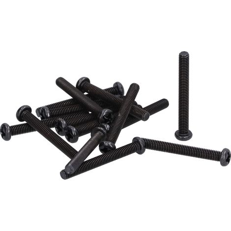 Vis M3x25 acier zingué noir, tête bombée DIN 7985, filetage complet, lot de 50 pièces, fixation boulonnerie robuste. (1/5)