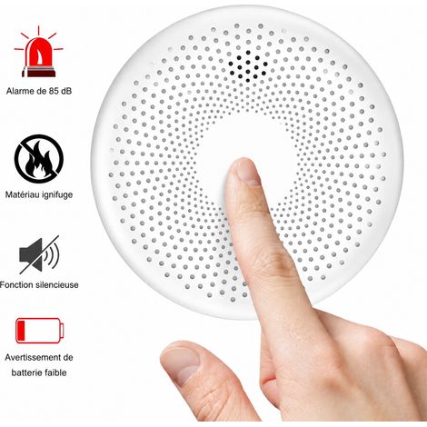 Détecteur combiné fumée et monoxyde de carbone CO sans fil RF 433 MHz alarme 360° 500 g – Livraison gratuite (1/5)