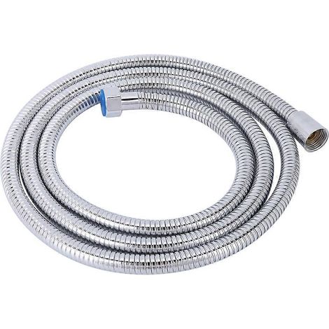 2 m langer, flexibler Duschschlauch mit G1/2-Gewinde, Edelstahl, Badezimmerzubehör für Dusche und Wasserhahn, 2 Meter Länge, verchromt (1/5)