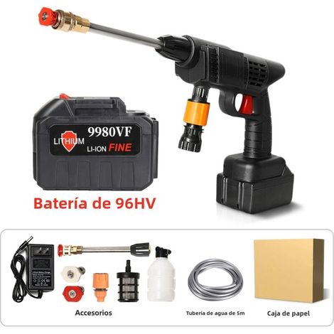 Pistolet À Eau Portable Haute Pression Machine Lavage Voiture Tuyau Arrosage Jardin Buse Mousse Grande Batterie 96HV (1/4)