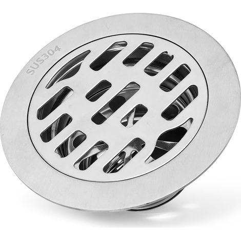 Siphon de Sol Rond, 10 cm/3,9 po, antidérapant, kit de Drainage de Douche, Haut débit, Anti-odeurs, Grille de Sol pour Tuyau de 75 mm, Salle de Bain, hôtel (1/5)