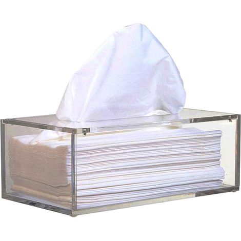 Caja de pañuelos faciales de acrílico, dispensador de pañuelos de plexiglás con tapa magnética Tb002 Transparente