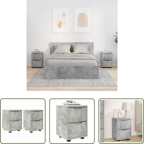 Holzwerkstoff -  Nachttische 2 pcs Beton Grau 30,5 x 30 x 43 cm Holzwerkstoff (1/5)