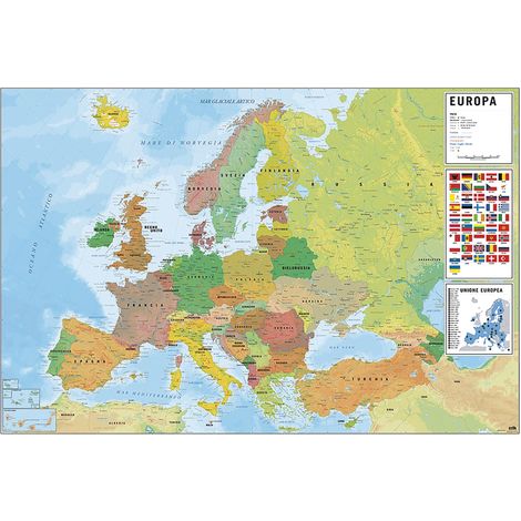 Poster karte von europa ita physisch und politisch (1/4)