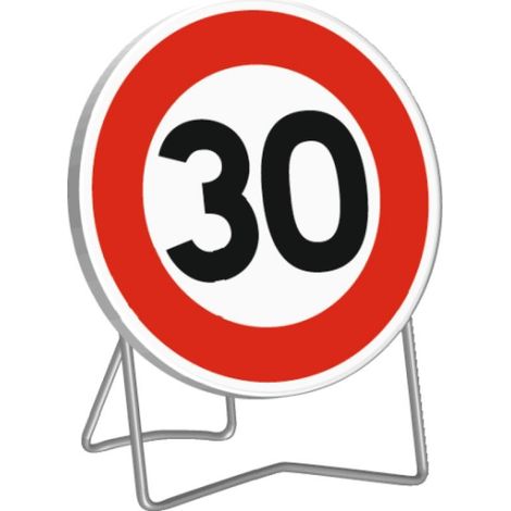 Panneau de chantier BK14 Interdit +50Km/H Avec Pied Et 2 Sac De Lestage - TALIAPLAST (1/2)