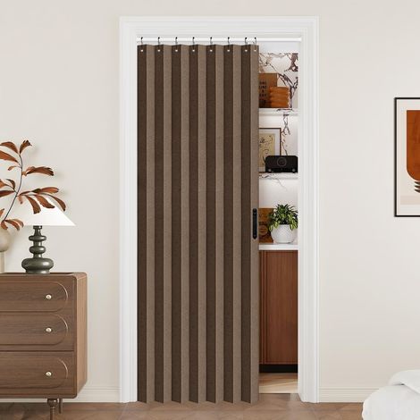 Rideaux de porte pour portes – Rideaux marron pour placards, portes, séparateur de pièce, 1 rideau avec embrasse, 99 x 198 cm, marron (1/5)