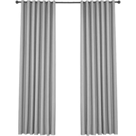 Rideaux Occultants Isolants Thermiques - Design Moderne à Oeillets - Gris Clair 132x240 cm