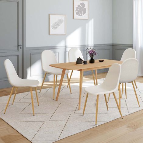 Lote de 6 sillas de comedor DARI en tela bouclette (1/5)