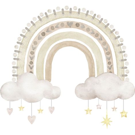 Tableau sur toile arc en ciel nuage 30x30 cm - Impression sur Toile Murale Décorative - Image imprimée en HD sur Toile - Toile sur Châssis en Bois FSC - Fabriqué en France (1/4)