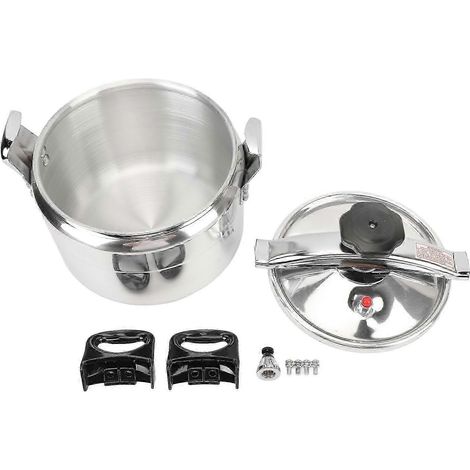 Autocuiseur en acier inoxydable de grande capacité, sans revêtement, à double poignée, durable, facile à nettoyer, avec soupape de sécurité, adapté à la cuisson lente. (1/5)